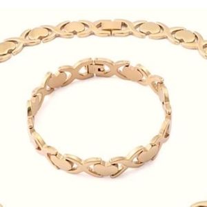 Necklace and bracelet set X and heart